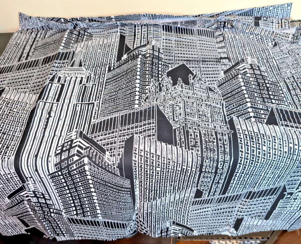 Manhattan NYC Shower Curtain Black White City Scape of New York Famous Building
